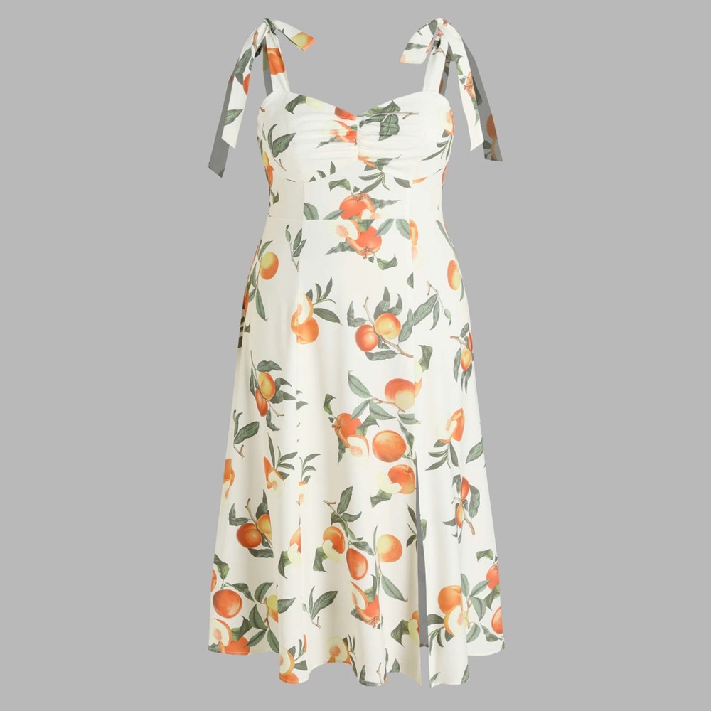 Cider - Fruit Knotted Split Midi Dress - size large